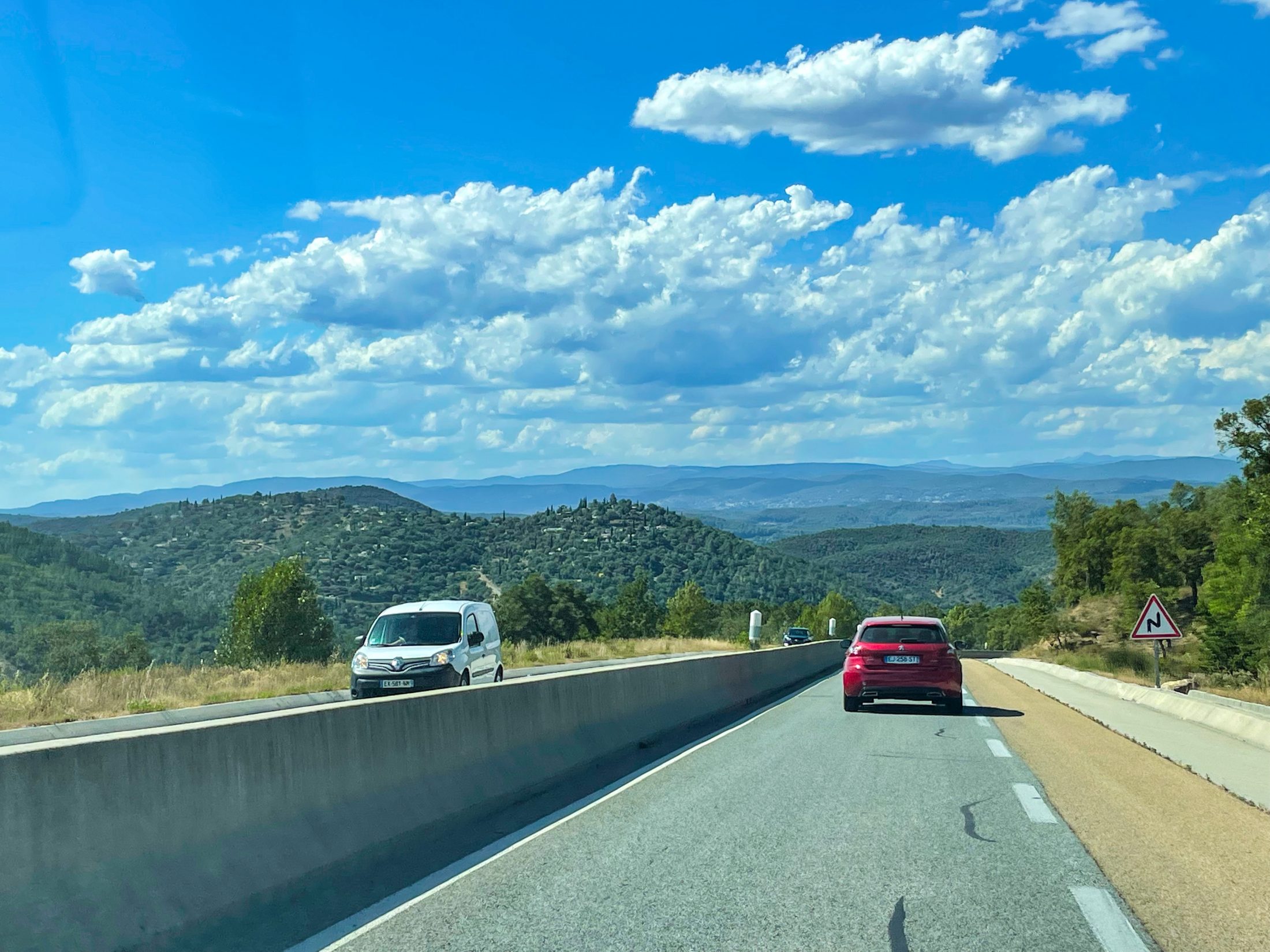 On the way with the rental car at the French Riviera