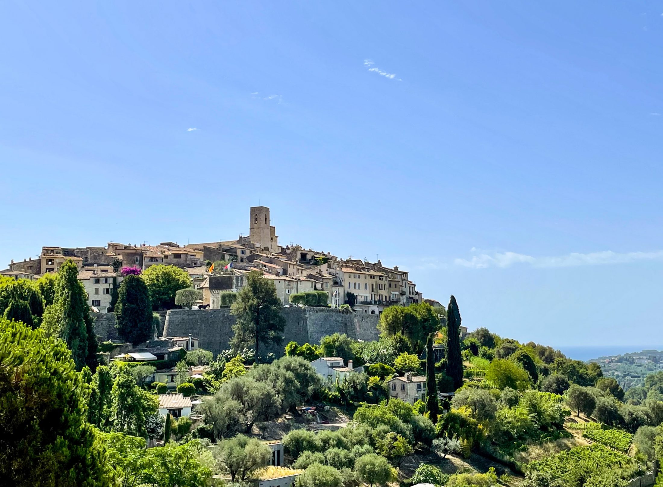 Things to do French Riviera highlights road trip travel tips: Panorama on the mountain village Saint-Paul-de-Vence