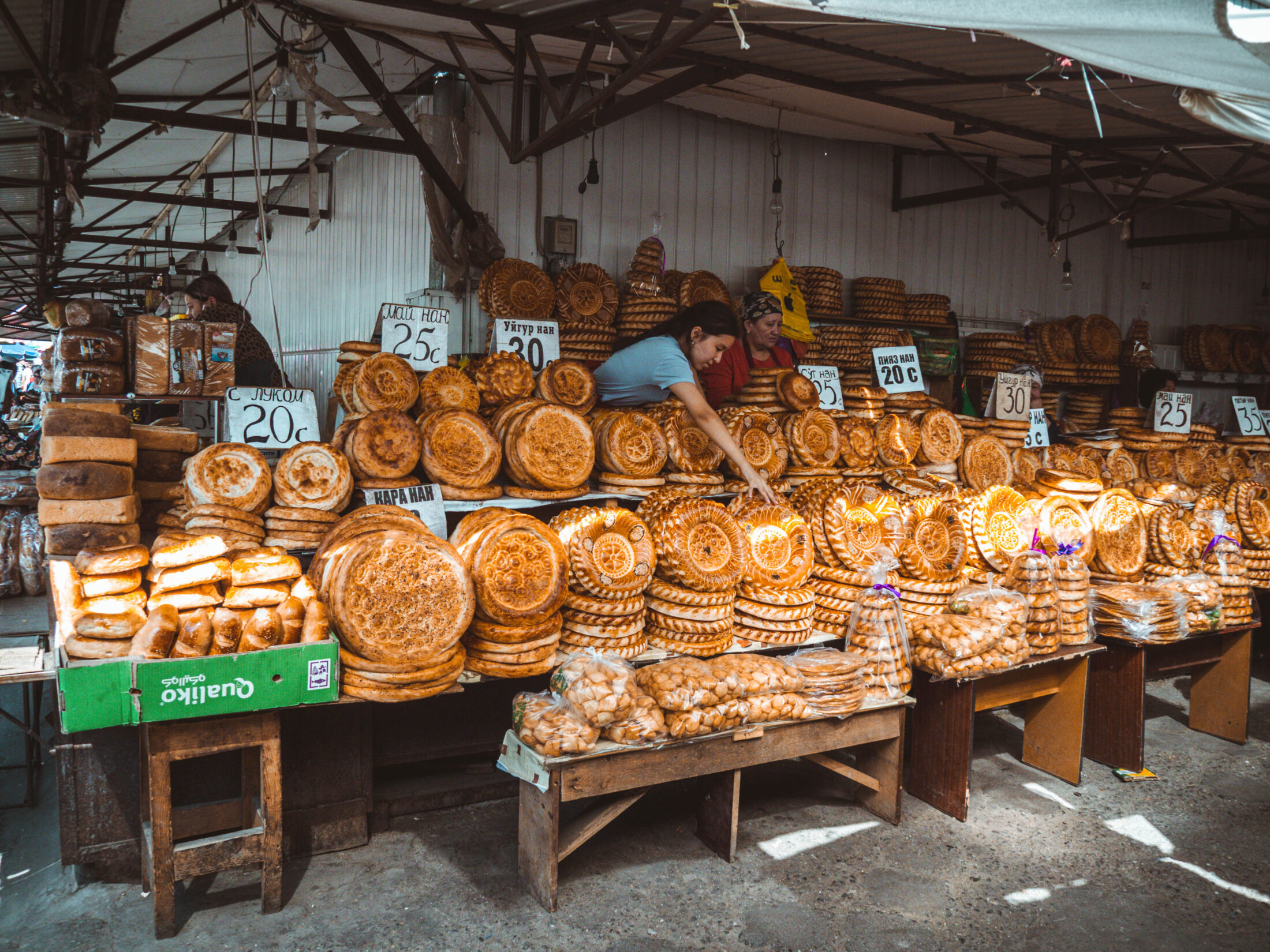 Top 10 Sehenswürdigkeiten in Bischkek Kirgisistan Reisetipps und Tagesausflüge: Typisches kirgisisches Brot auf dem Osh Bazaar